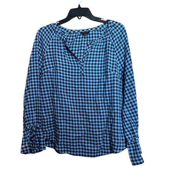 Talbots Tops - Talbots Top Womens Small Multicolor Gingham Plaid Popover Split Neck Blouse